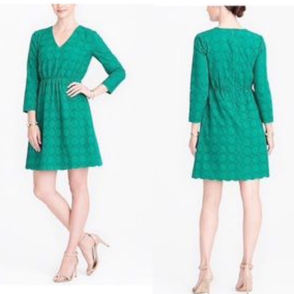 J Crew Long Sleeve Navy Eyelette Party Dress H8471 - Picture 11 of 11